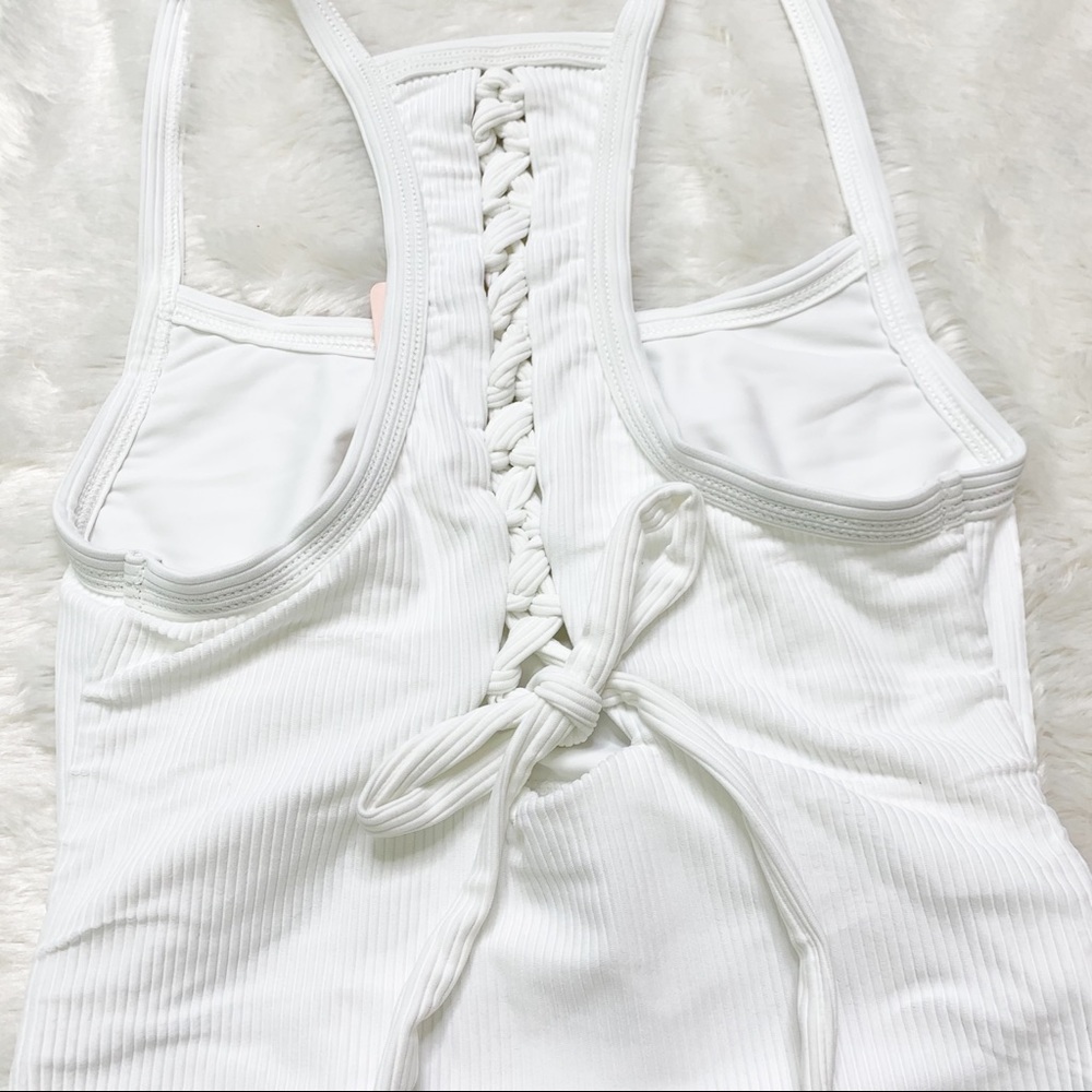 ❗️LAST 1 (S)❗️ Chloe Rose Carnation Cut Out 1Piece White Swimsuit - Picture 5 of 12